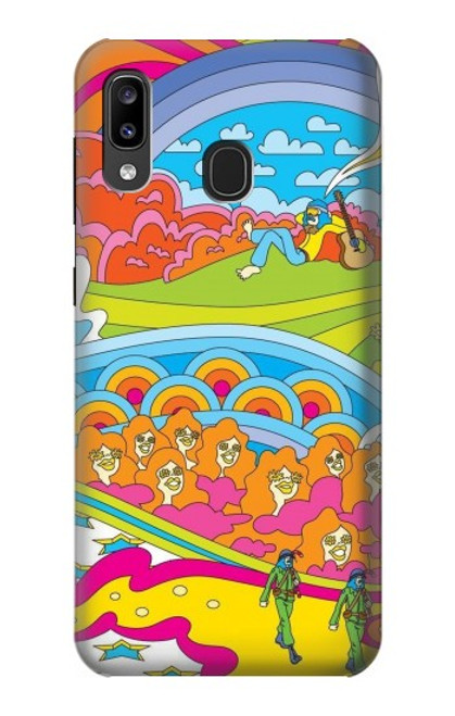 W3407 Hippie Art Hard Case and Leather Flip Case For Samsung Galaxy A20, Galaxy A30