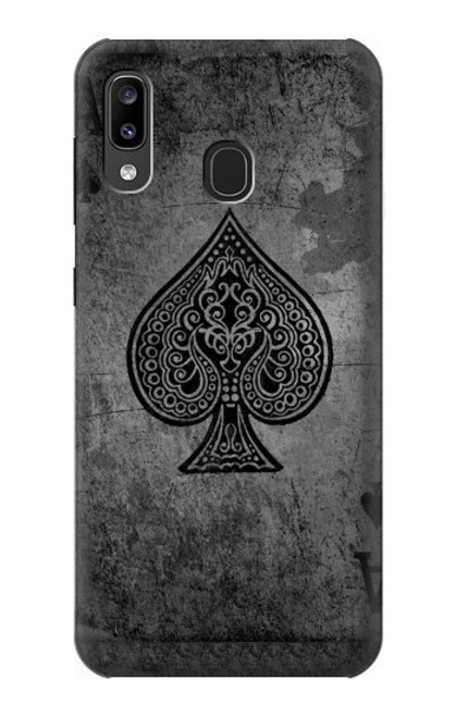 W3446 Black Ace Spade Hard Case and Leather Flip Case For Samsung Galaxy A20, Galaxy A30