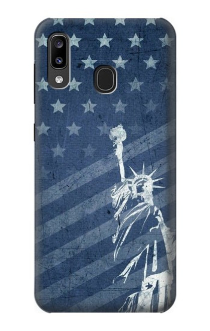 W3450 US Flag Liberty Statue Hard Case and Leather Flip Case For Samsung Galaxy A20, Galaxy A30