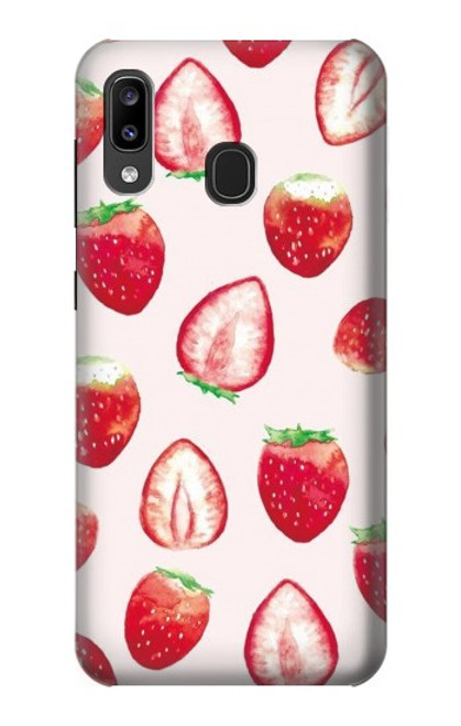 W3481 Strawberry Hard Case and Leather Flip Case For Samsung Galaxy A20, Galaxy A30