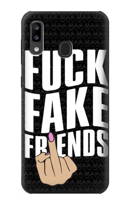 W3598 Middle Finger Fuck Fake Friend Hard Case and Leather Flip Case For Samsung Galaxy A20, Galaxy A30