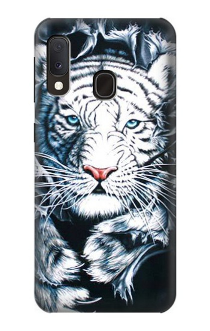 W0265 White Tiger Hard Case and Leather Flip Case For Samsung Galaxy A20e