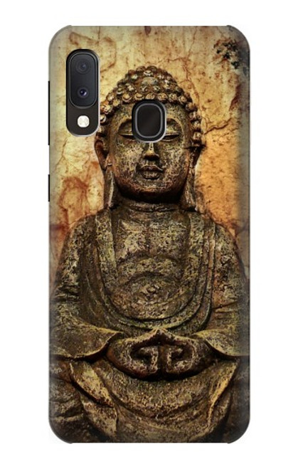 W0344 Buddha Rock Carving Hard Case and Leather Flip Case For Samsung Galaxy A20e