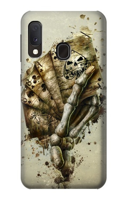 W0550 Skull Card Poker Hard Case and Leather Flip Case For Samsung Galaxy A20e