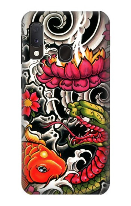 W0605 Yakuza Tattoo Hard Case and Leather Flip Case For Samsung Galaxy A20e