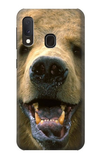 W0840 Grizzly Bear Face Hard Case and Leather Flip Case For Samsung Galaxy A20e