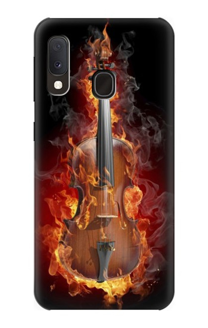 W0864 Fire Violin Hard Case and Leather Flip Case For Samsung Galaxy A20e