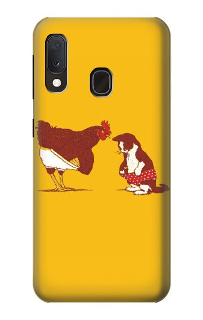 W1093 Rooster and Cat Joke Hard Case and Leather Flip Case For Samsung Galaxy A20e