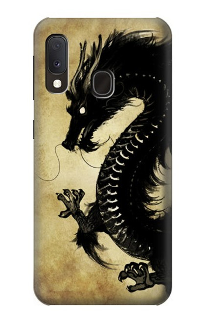 W1482 Black Dragon Painting Hard Case and Leather Flip Case For Samsung Galaxy A20e
