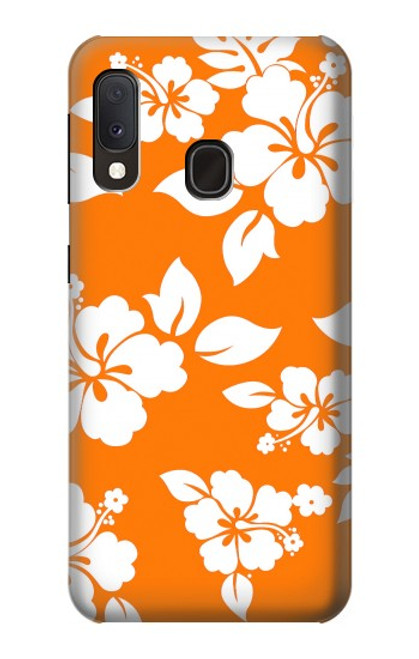 W2245 Hawaiian Hibiscus Orange Pattern Hard Case and Leather Flip Case For Samsung Galaxy A20e