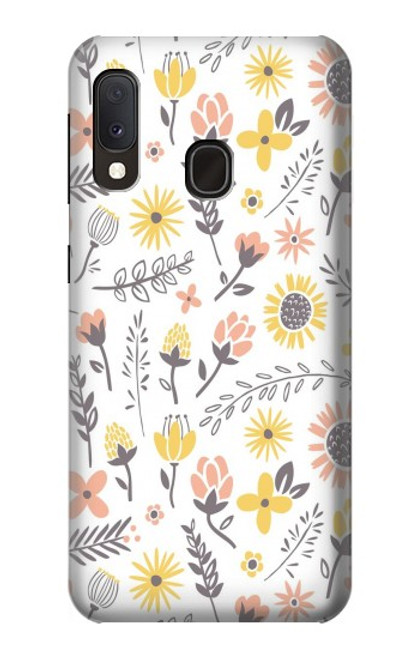 W2354 Pastel Flowers Pattern Hard Case and Leather Flip Case For Samsung Galaxy A20e