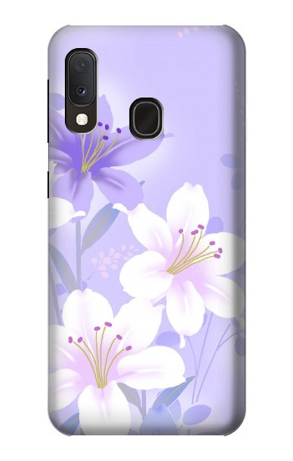 W2361 Purple White Flowers Hard Case and Leather Flip Case For Samsung Galaxy A20e