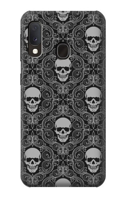 W2371 Skull Vintage Monochrome Pattern Hard Case and Leather Flip Case For Samsung Galaxy A20e