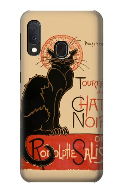 W2739 Chat Noir Black Cat Vintage Hard Case and Leather Flip Case For Samsung Galaxy A20e