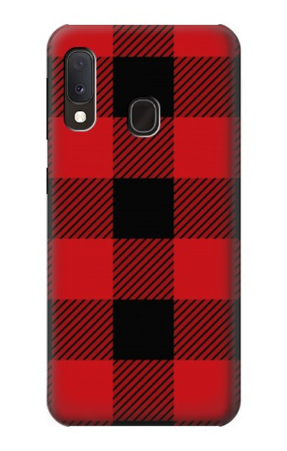 W2931 Red Buffalo Check Pattern Hard Case and Leather Flip Case For Samsung Galaxy A20e