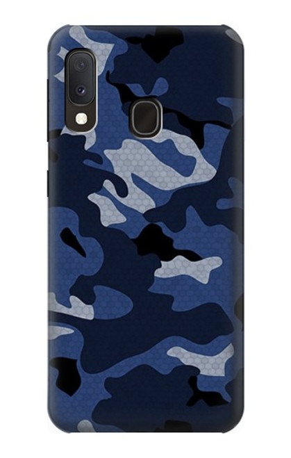 W2959 Navy Blue Camo Camouflage Hard Case and Leather Flip Case For Samsung Galaxy A20e
