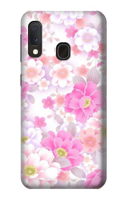 W3036 Pink Sweet Flower Flora Hard Case and Leather Flip Case For Samsung Galaxy A20e