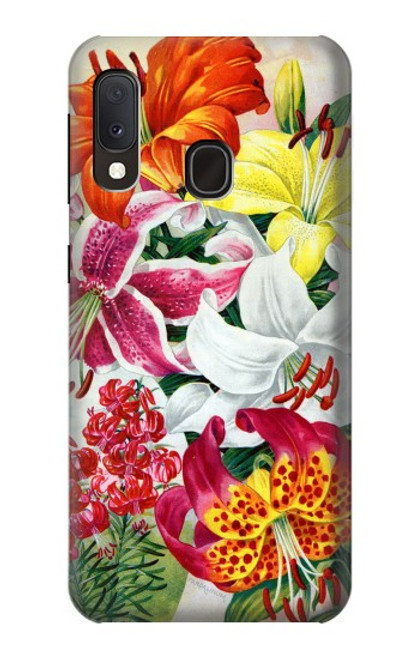 W3205 Retro Art Flowers Hard Case and Leather Flip Case For Samsung Galaxy A20e