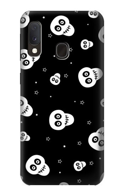 W3261 Smile Skull Halloween Pattern Hard Case and Leather Flip Case For Samsung Galaxy A20e