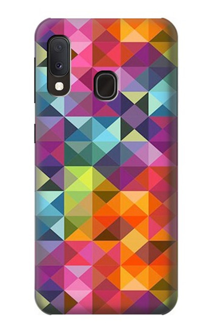 W3477 Abstract Diamond Pattern Hard Case and Leather Flip Case For Samsung Galaxy A20e