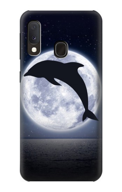 W3510 Dolphin Moon Night Hard Case and Leather Flip Case For Samsung Galaxy A20e