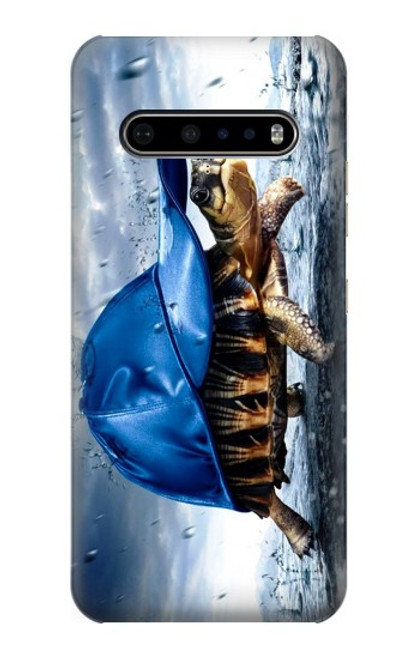 W0084 Turtle in the Rain Hard Case and Leather Flip Case For LG V60 ThinQ 5G