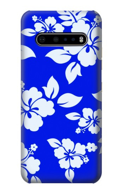 W2244 Hawaiian Hibiscus Blue Pattern Hard Case and Leather Flip Case For LG V60 ThinQ 5G