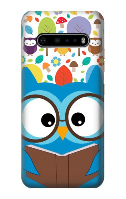 W2521 Cute Nerd Owl Cartoon Hard Case and Leather Flip Case For LG V60 ThinQ 5G