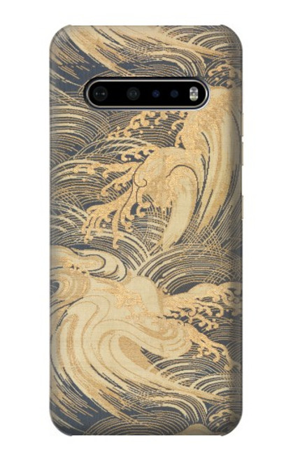 W2680 Japan Art Obi With Stylized Waves Hard Case and Leather Flip Case For LG V60 ThinQ 5G