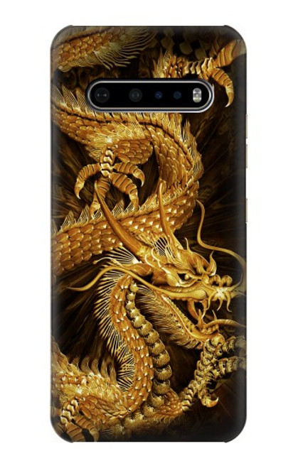 W2804 Chinese Gold Dragon Printed Hard Case and Leather Flip Case For LG V60 ThinQ 5G