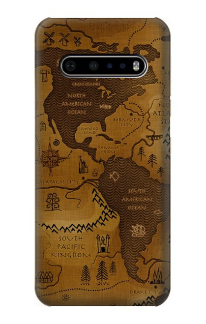 W2861 Antique World Map Hard Case and Leather Flip Case For LG V60 ThinQ 5G