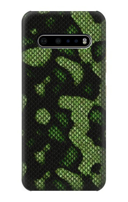 W2877 Green Snake Skin Graphic Printed Hard Case and Leather Flip Case For LG V60 ThinQ 5G