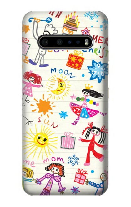 W3280 Kids Drawing Hard Case and Leather Flip Case For LG V60 ThinQ 5G