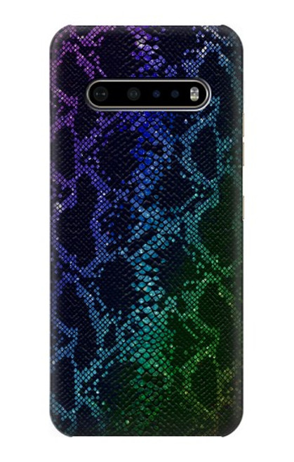 W3366 Rainbow Python Skin Graphic Print Hard Case and Leather Flip Case For LG V60 ThinQ 5G