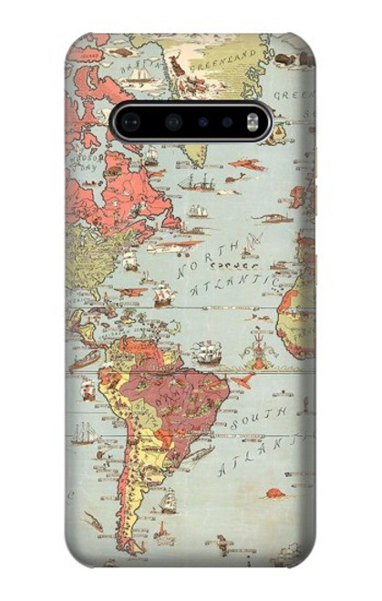 W3418 Vintage World Map Hard Case and Leather Flip Case For LG V60 ThinQ 5G