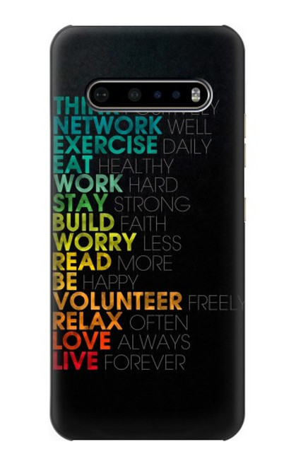 W3523 Think Positive Words Quotes Hard Case and Leather Flip Case For LG V60 ThinQ 5G