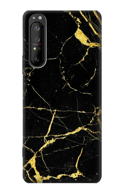 W2896 Gold Marble Graphic Printed Hard Case and Leather Flip Case For Sony Xperia 1 II