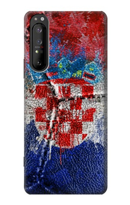 W3313 Croatia Flag Vintage Football Graphic Hard Case and Leather Flip Case For Sony Xperia 1 II