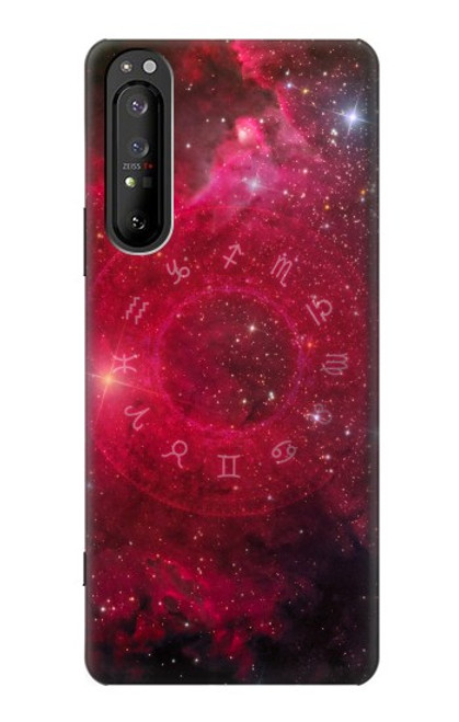 W3368 Zodiac Red Galaxy Hard Case and Leather Flip Case For Sony Xperia 1 II