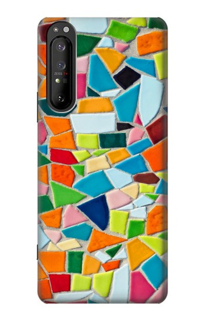 W3391 Abstract Art Mosaic Tiles Graphic Hard Case and Leather Flip Case For Sony Xperia 1 II