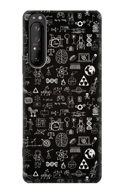 W3426 Blackboard Science Hard Case and Leather Flip Case For Sony Xperia 1 II