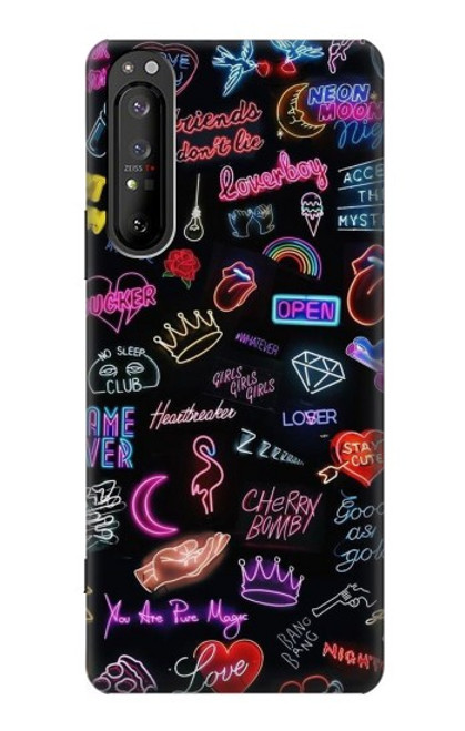 W3433 Vintage Neon Graphic Hard Case and Leather Flip Case For Sony Xperia 1 II