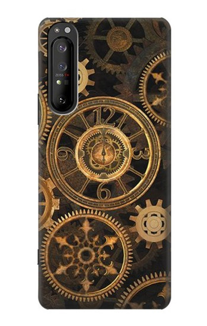 W3442 Clock Gear Hard Case and Leather Flip Case For Sony Xperia 1 II