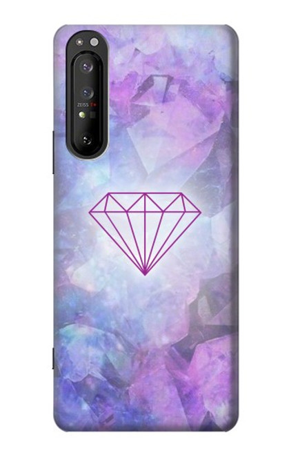 W3455 Diamond Hard Case and Leather Flip Case For Sony Xperia 1 II