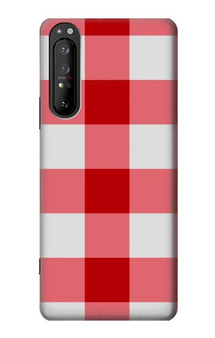 W3535 Red Gingham Hard Case and Leather Flip Case For Sony Xperia 1 II
