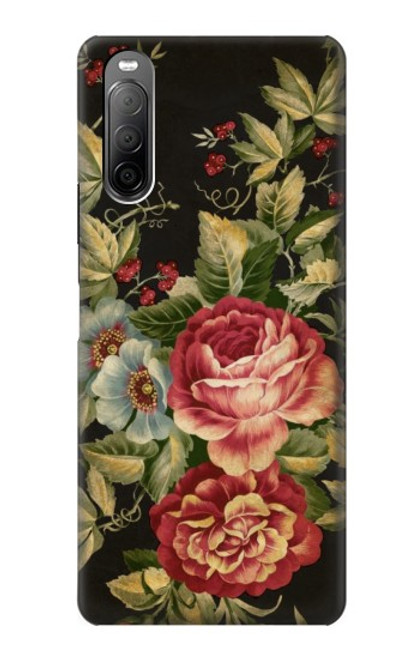 W3013 Vintage Antique Roses Hard Case and Leather Flip Case For Sony Xperia 10 II