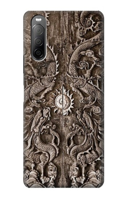 W3395 Dragon Door Hard Case and Leather Flip Case For Sony Xperia 10 II