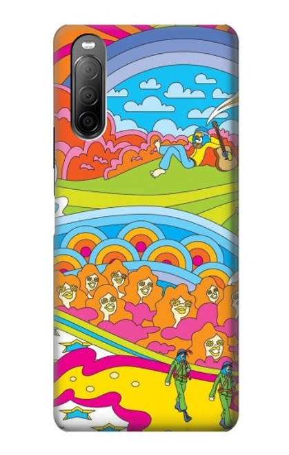 W3407 Hippie Art Hard Case and Leather Flip Case For Sony Xperia 10 II