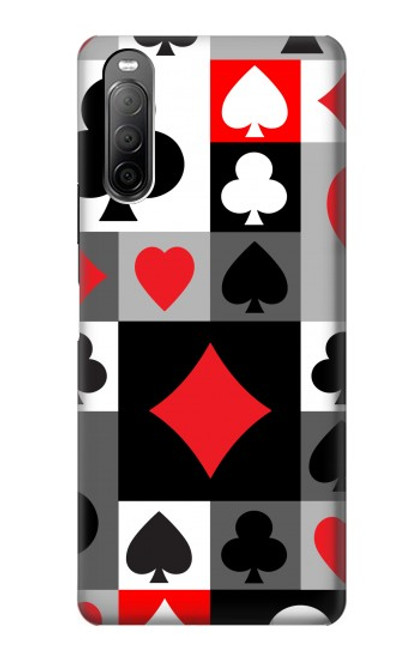 W3463 Poker Card Suit Hard Case and Leather Flip Case For Sony Xperia 10 II