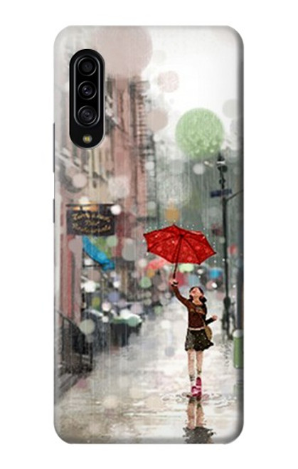 W0108 Girl in The Rain Hard Case and Leather Flip Case For Samsung Galaxy A90 5G